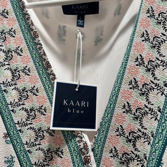 NWT Kaari Blue Blush Pink Green Floral Romper Size Large - Picture 3 of 8